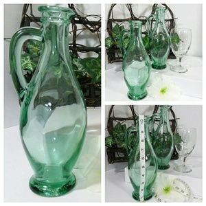 VNTG GREEN GLASS WINE DECANTERS (2)